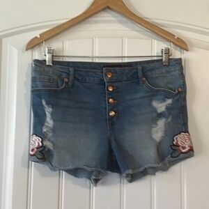 Embroidered High Rise Jean Shorts Size 12